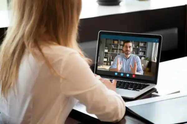image of woman attending online mediation Weymouth speak to our team today!